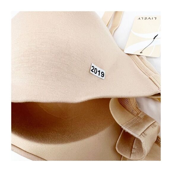 Lively Bra Womens 32D Mesh Plunge Deep V Wireless Bra In Toasted Almond New - Picture 2 of 7